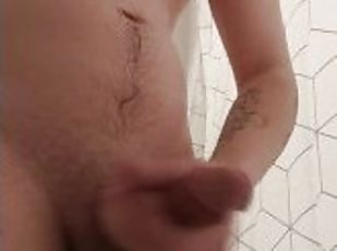 Solo male shower masturbation and cum