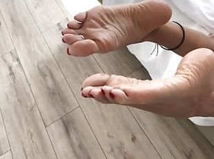 I take care of my Feet and you use a Whip on my Soles! Do you like my Pedicure?