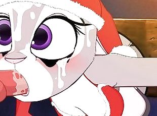 Judy Hopps in the wall Sucks Hard Furry Cock Christmas Look