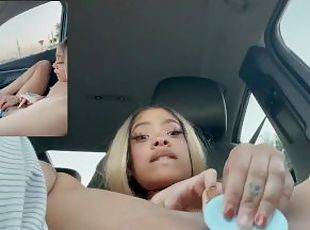 Girl creams joyriding in car with dildo toy OF:tiffanylannette