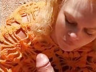 Hot sex in Nature, big cumshot and squirt in Cabin