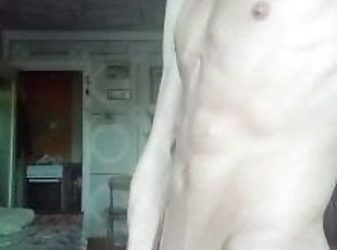 Hot boy alone in home quick handjob