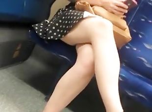 Woman in short dress upskirt