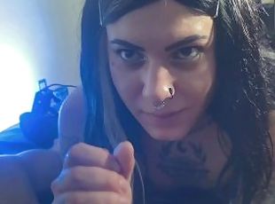Trans girl Emma Ink drinks cum after using her magic mouth - Full video on OF/EMMAINK13
