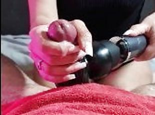 Hot Mom Milking him with Magic Wand Attachment