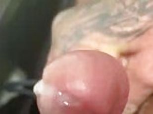 Jack off cum all over fat nut quick masturbate