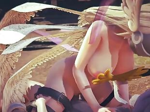 Angewomon Cowgirl : Digimon Hentai Parody