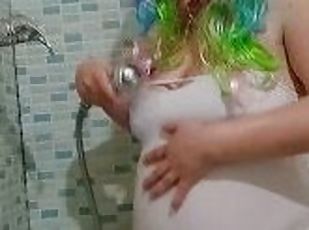 Pamela Croft pregnant miss wet t-shirt in the shower, spanish amateur busty milf