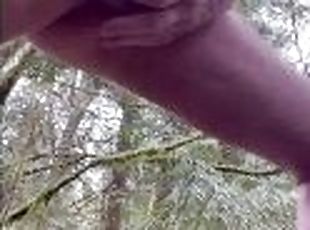 Jerking off outdoors cumshot