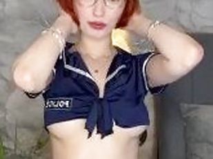 tentera, payu-dara-besar, pejabat, amateur, solo, polis-police, mengusik