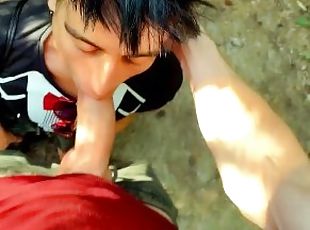 1 piss day 2 step bros - mouth piss, piss on cock, piss together, blowjob