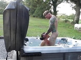 passionate outdoor sex in hot tub on naughty weekend away