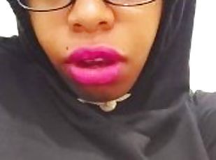 Ebony latina in black hoodie and pink lips waits for your hot sperm in her little mouth