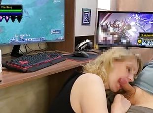 russisk, blowjob, cumshot, hjemmelaget, handjob, cum, blond, femdom, pikk, suging