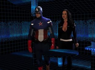 Busty brunette granted Captain America's huge dick for more than just blowjob