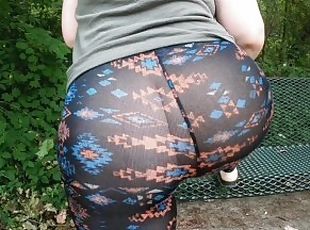 Public Park See Thru Leggings Fat Booty MILF