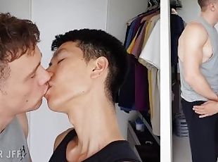 Asiático, Interracial, Gay, Casal, Beijando, Europeia, Euro, Chinesa, Branco, Gay adolescente