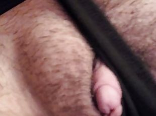 Rubbing and playing with big hairy clitoris
