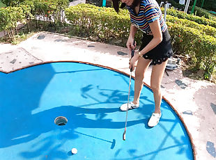 Amateur Thai teen is really bad at minigolf but good at sex