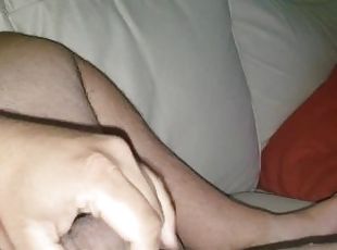 Jerking off my thick cock until it oozes cum