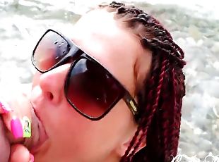 Extreme Blowjob On Public Beach With Cum In Mouth