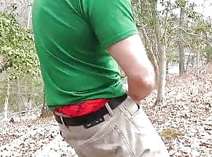 Stroking my dick and Cumming in the forest again