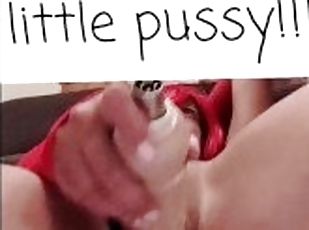 Romanian slut banging her slut snatch with a black dildo and Red wig on