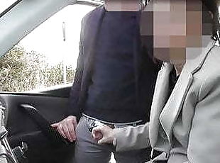 Dogging my wife in public car park and she jerks off a voyeur