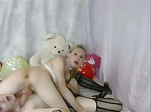 Slender blond shecocks having 69 on webcam