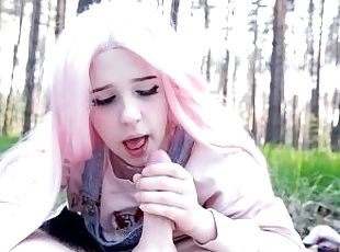 Cutie took me to the forest and gave me a hot blowjob