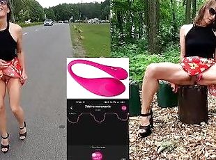 Public flashing in the Park with a Remote Vibrator