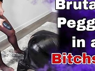 Hard Pegging in Bitchsuit! Femdom Anal Strapon Fuck Fisting Bondage BDSM Real Milf Stepmom Homemade