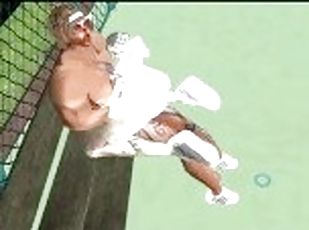 Urheilu, Amatööri, Pari, Lunttu, Anime, 3d, Tennis, Valkoinen, Huora