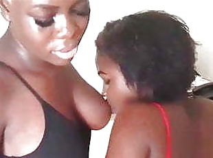 French African Lesbian Sucks Big Natural Tits