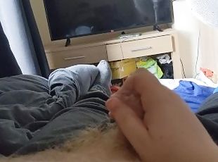 Jerking off my uncut chub cock