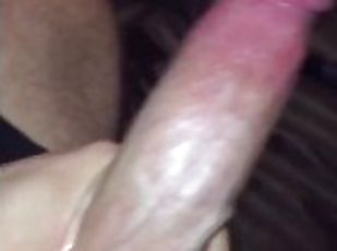 MY BIG PIERCED DICK UP CLOSE AND CUMMING IN MY HAND