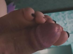 Teasing edging precum out of big fat cock with my perfect yummy feet :3