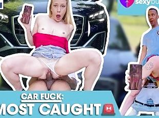 Black man bangs white woman in car - almost caught : CHRYSTAL SINN (Netherlands) - SEXYBUURVROUW