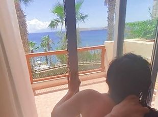 IN THE HOTEL WITH A PALM VIEW FUCKED A HARD BRUNETTE