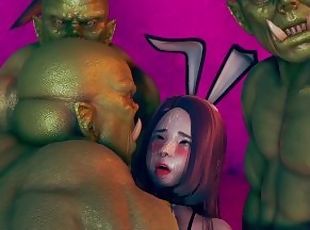 Beautifull girl enjoy orks gangbang - 3d hentai animation