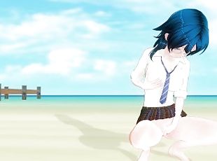 3D HENTAI Schoolgirl on the beach after school