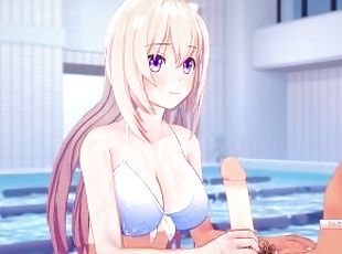 cumshot, gigantisk-kuk, tonåring, japansk, creampie, anime, hentai, pool, söt, 3d