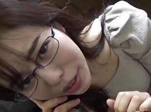 Japanese hotwife on phone with husband while giving blowjob