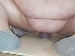 Ssbbw rides dildo..loud smacking fat pussy and fupa