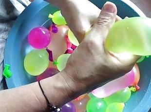 My excited hands playing with balloons