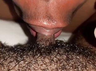 Huge clit gets sucked on