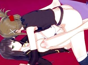 takaapäin, orgasmi, typykät, lesbo-lesbian, teini, käsihomma, pilluuntulo, anime, hentai, 3d