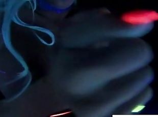 Gorgeous Big Tittied Blonde Masturbates In UV