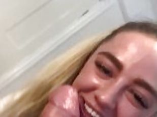 Blonde Slutty Girl Blows on Big Dick