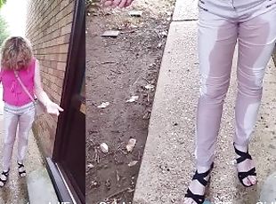 Mature MILF Pissing in my trousers on the doorstep